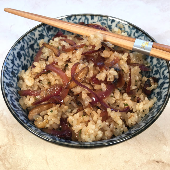 Vegan Onion & Mushroom Rice by The Allergy Chef