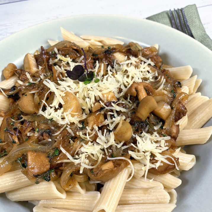 Vegan Onion & Mushroom Parmesan by The Allergy Chef