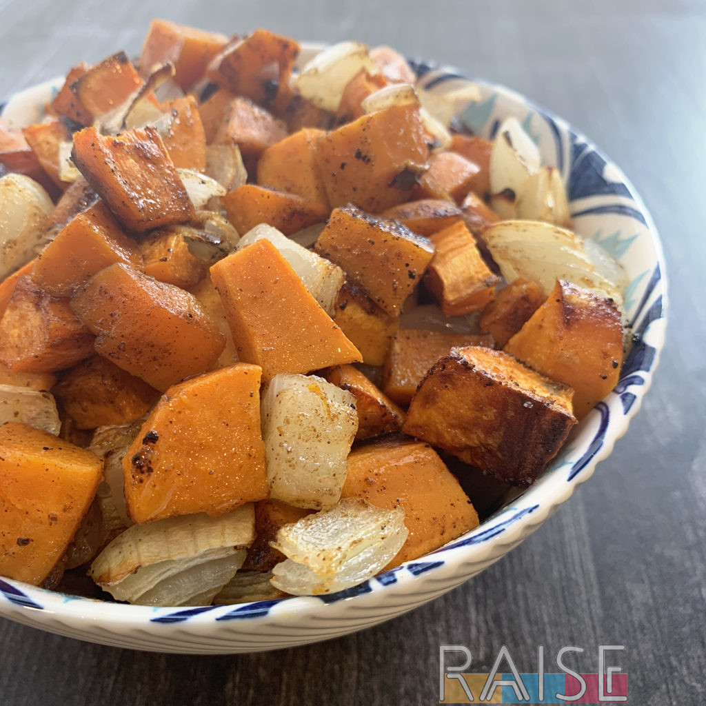 Maple & Onion Sweet Potatoes by The Allergy Chef