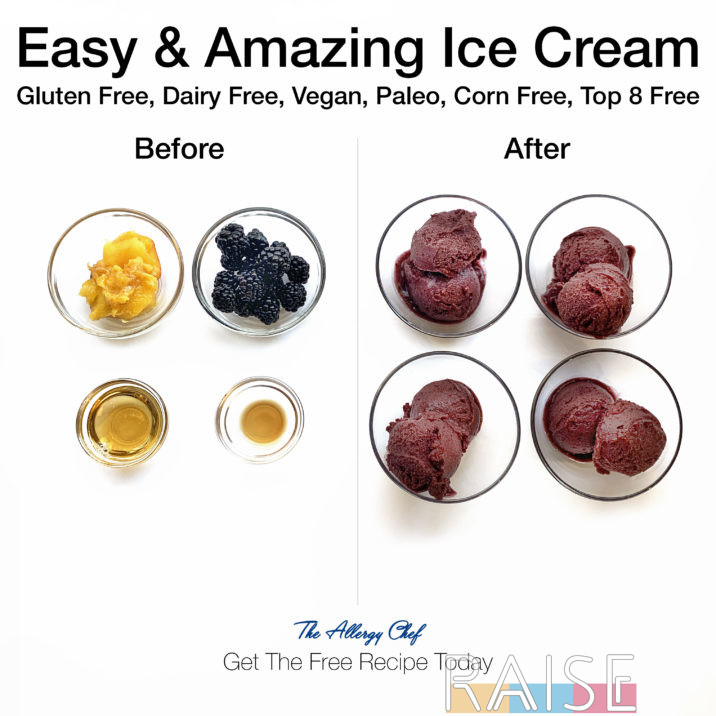 Dairy Free, Vegan Blackberry Peach Ice Cream by The Allergy Chef
