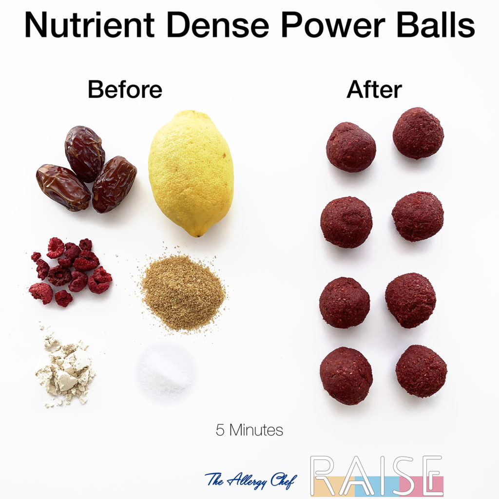 Nutrient Dense Lemon Raspberry Power Balls by The Allergy Chef