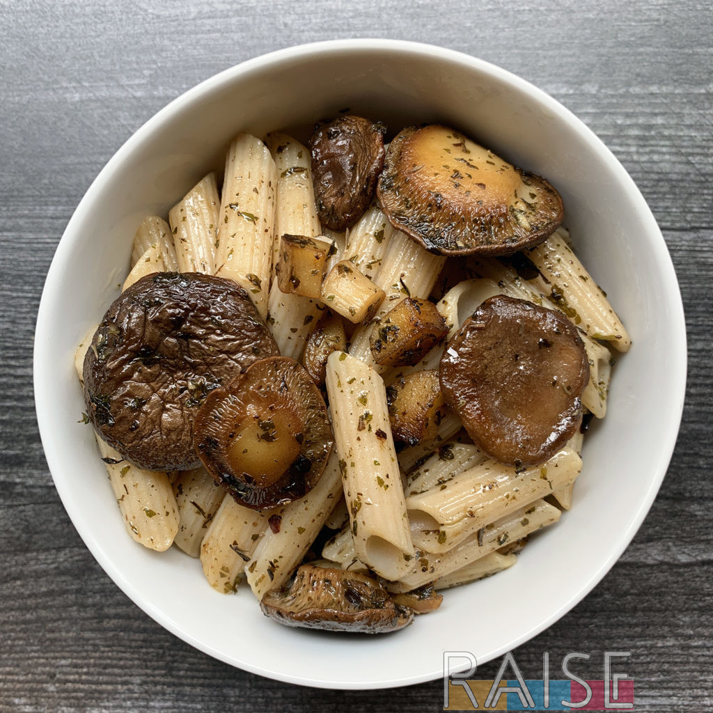 Gluten Free, Vegan Mushroom & Garlic Pasta by The Allergy Chef