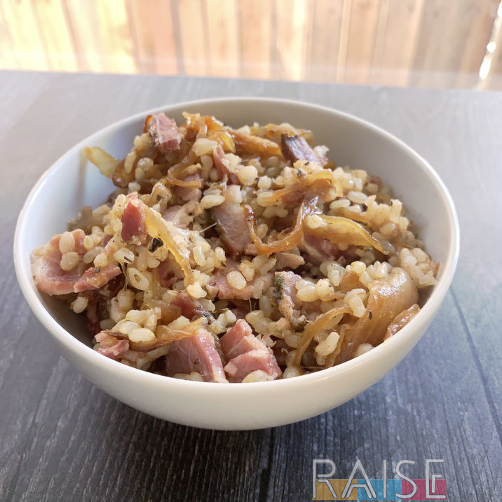 Boiled Bacon with Caramelized Onions and Rice by The Allergy Chef