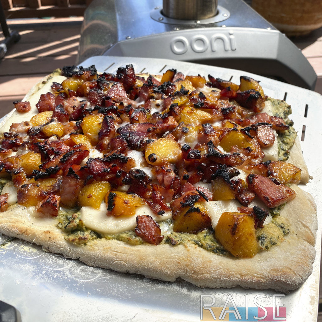 Gluten Free Sweet & Smoky Peach & Bacon Pizza Recipe by The Allergy Chef