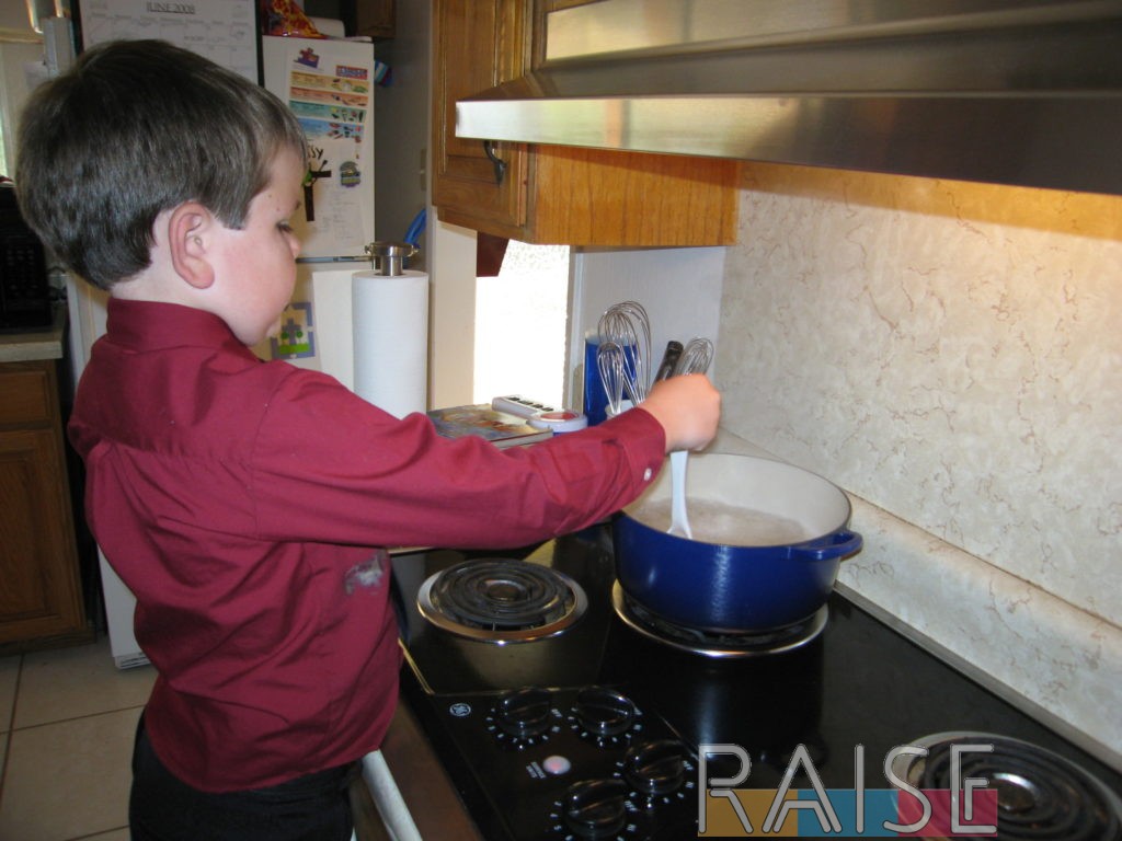 Kid Two Cooking Pasta by The Allergy Chef